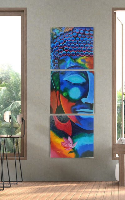 Modern Buddha 3-Panel Abstract Wall Art Set