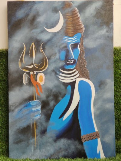 Abstract Lord Shiva Trishul Art Painting 24*30 inches