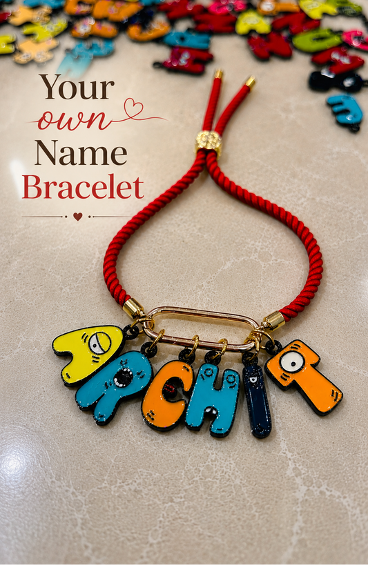 Personalised Name or Word Charm Bracelet (Cute monster Series)