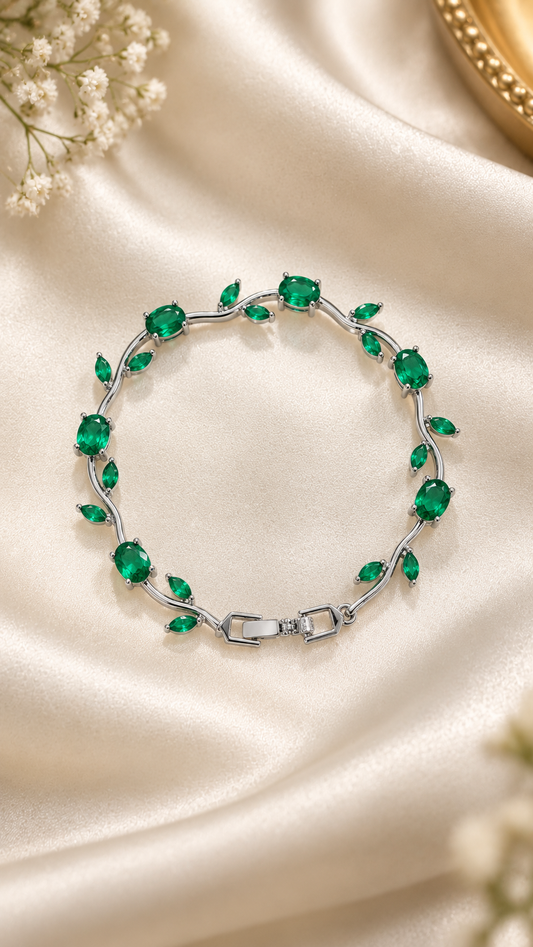 Trendy Tulip Bracelet (Green-Silver)